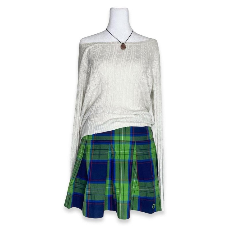 Gilly Hicks Plaid Green and Blue Plaid Pleated Women's Mini Skirt XS